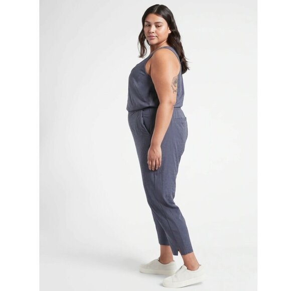 NEW! Athleta | Brooklyn Textured Jumpsuit Jacquard Leopard Medieval Violet - Picture 4 of 14